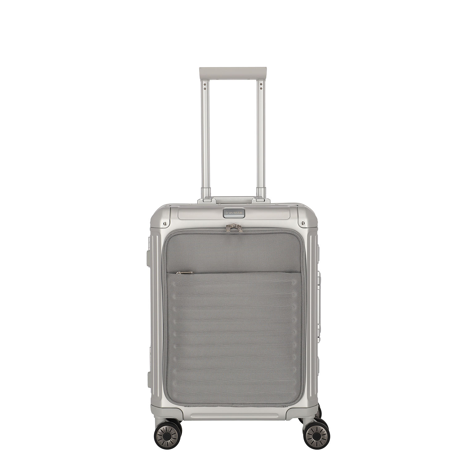 travelite_Next-2-0-Trolley-S-Vortasche_silber-1 travelite NEXT 4w Trolley S mit Vortasche